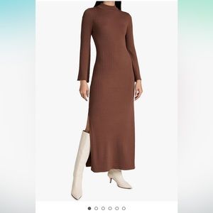Line & Dot Brown Ribbed Maxi Knit Dress